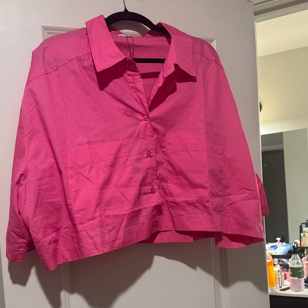 Vibrant Pink Button-Up Shirt